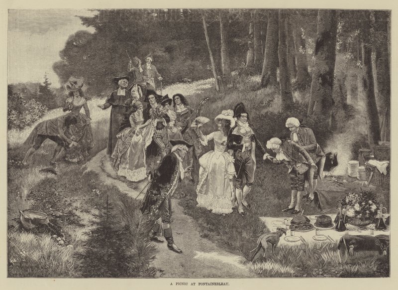 Piknik w Fontainebleau (grafika) autorstwa English School