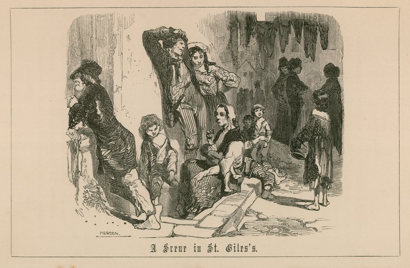 Scena w St Giles autorstwa English School