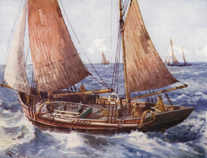 Trawler na morzu (kolor lito) autorstwa English School