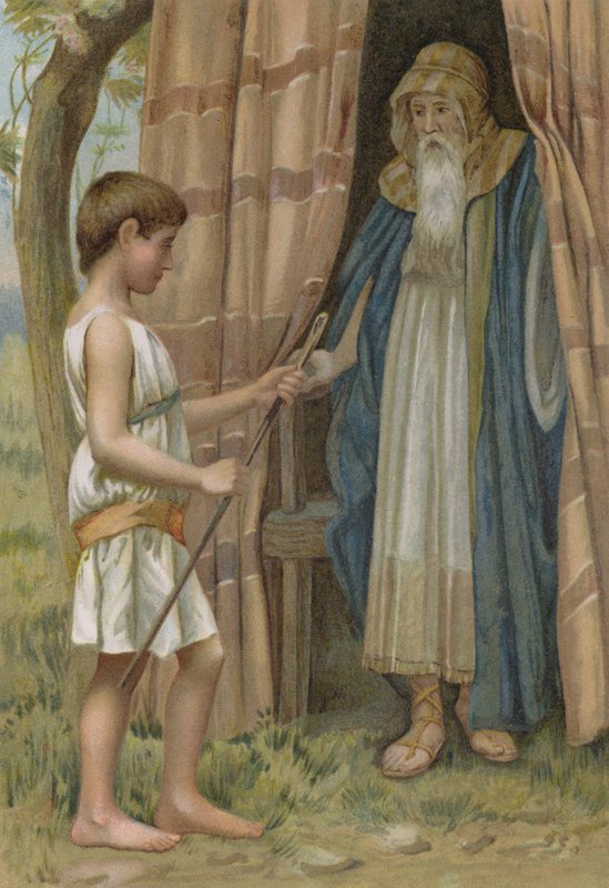Abraham i Izaak (chromolit) autorstwa English School
