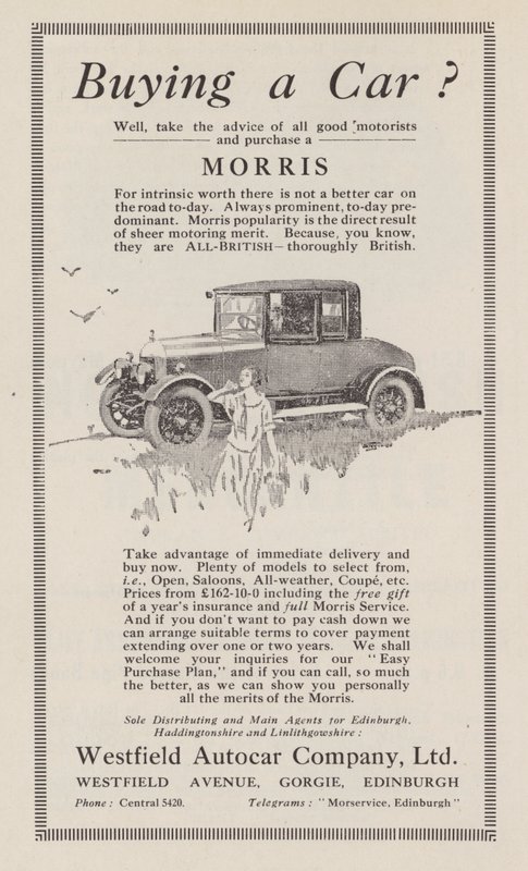 Reklama samochodów Morris, 1926 autorstwa English School