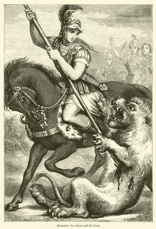 Aleksander Wielki i Lew (rycina) autorstwa English School