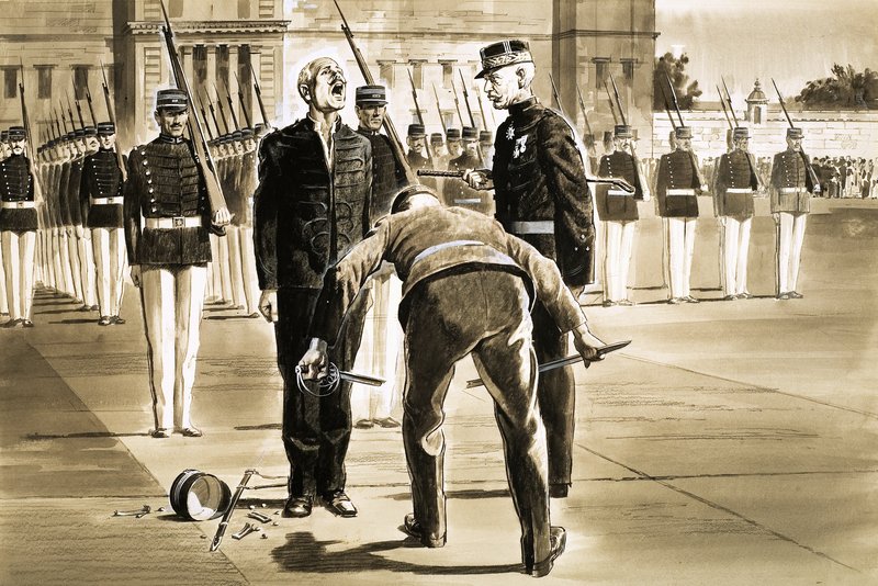 Alfred Dreyfus, więzień na Diabelskiej Wyspie autorstwa English School
