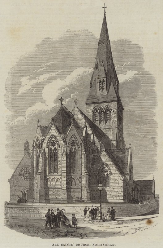 Kościół Wszystkich Świętych, Nottingham (grawerowanie) autorstwa English School