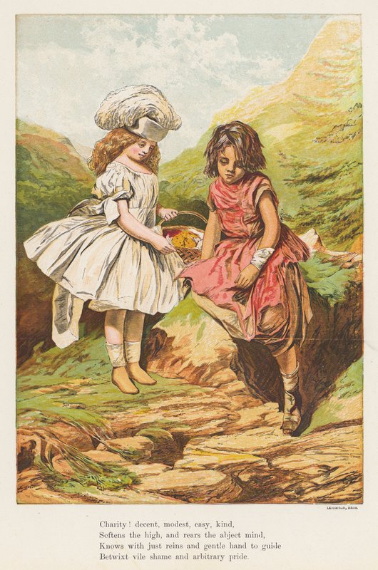 Akt dobroczynności (kolorowa litografia) autorstwa English School