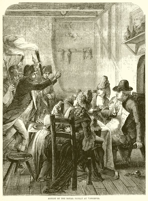 Aresztowanie rodziny królewskiej w Varennes autorstwa English School