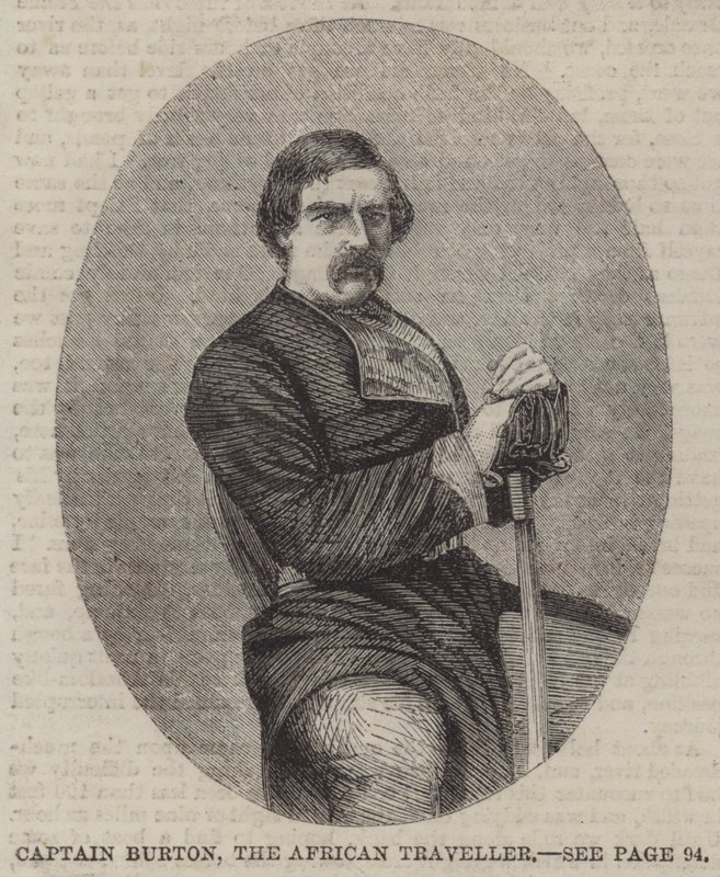 Kapitan Burton, afrykański podróżnik (grafika) autorstwa English School