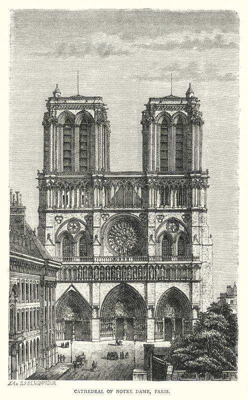 Katedra Notre Dame w Paryżu (rycina) autorstwa English School
