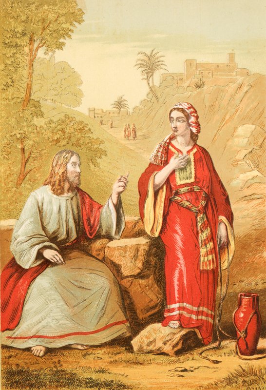 Chrystus i niewiasta Samarii autorstwa English School