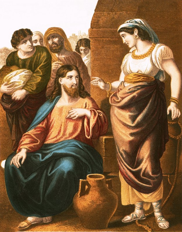Chrystus i niewiasta Samarii autorstwa English School