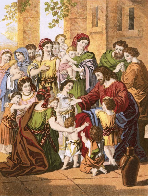 Chrystus błogosławi małe dzieci autorstwa English School