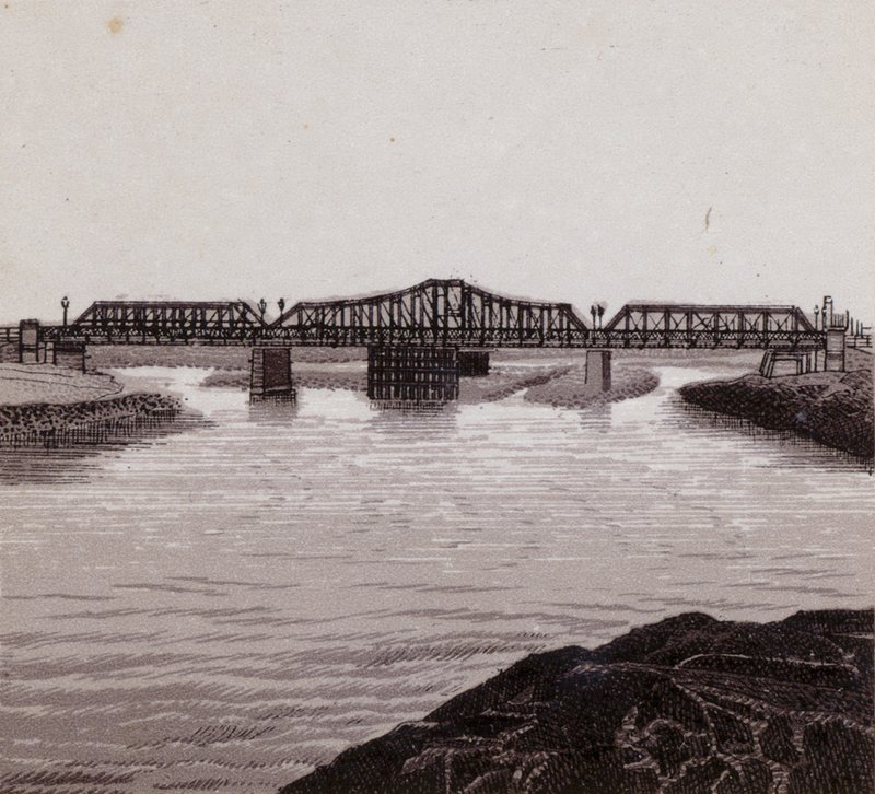 Clarence Bridge, Cardiff (lito) autorstwa English School