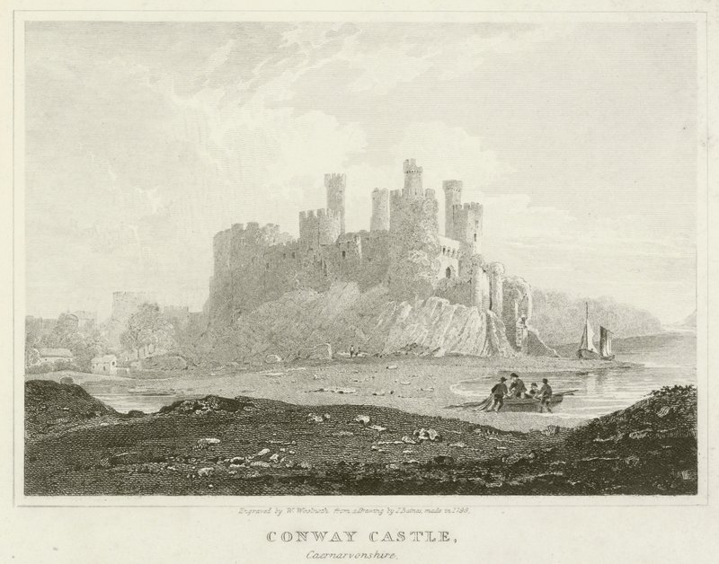 Zamek Conway, Caernarvonshire (grawerunek) autorstwa English School