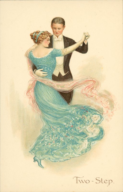 Para tańcząca Two-Step (chromolitho) autorstwa English School