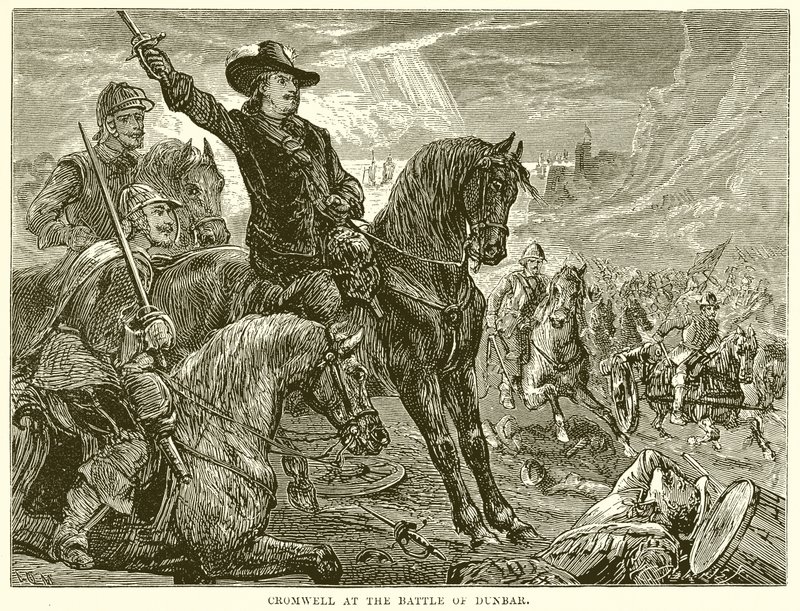 Cromwell w bitwie pod Dunbar autorstwa English School