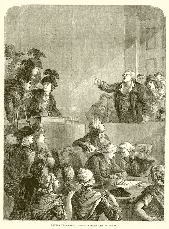 Danton broniący się przed Trybunałem autorstwa English School