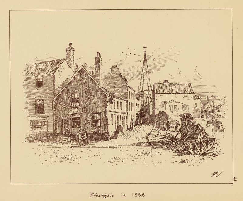 Friargate w 1882 r. (litografia) autorstwa English School