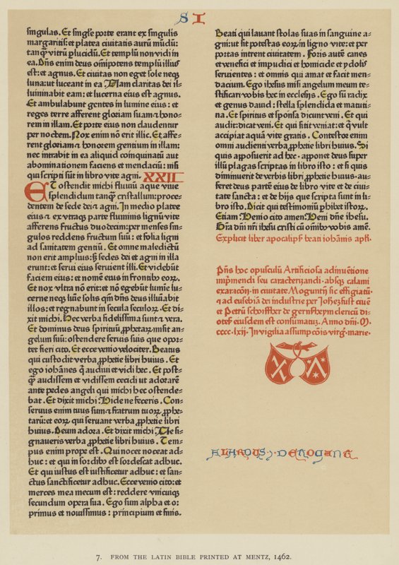 Z łacińskiej Biblii wydrukowanej w Mentz autorstwa English School