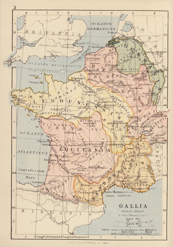 Gallia, okres rzymski (litografia kolorowa) autorstwa English School