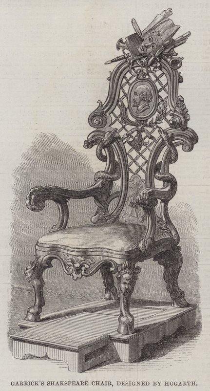 Krzesło Shakspeare Garricka, zaprojektowane przez Hogartha (grafika) autorstwa English School