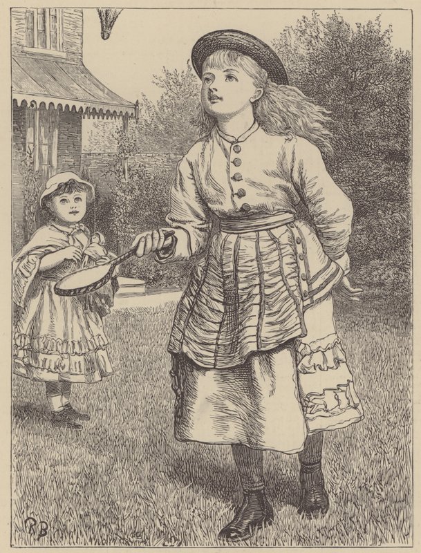 Dziewczyna bawi się wolantem autorstwa English School
