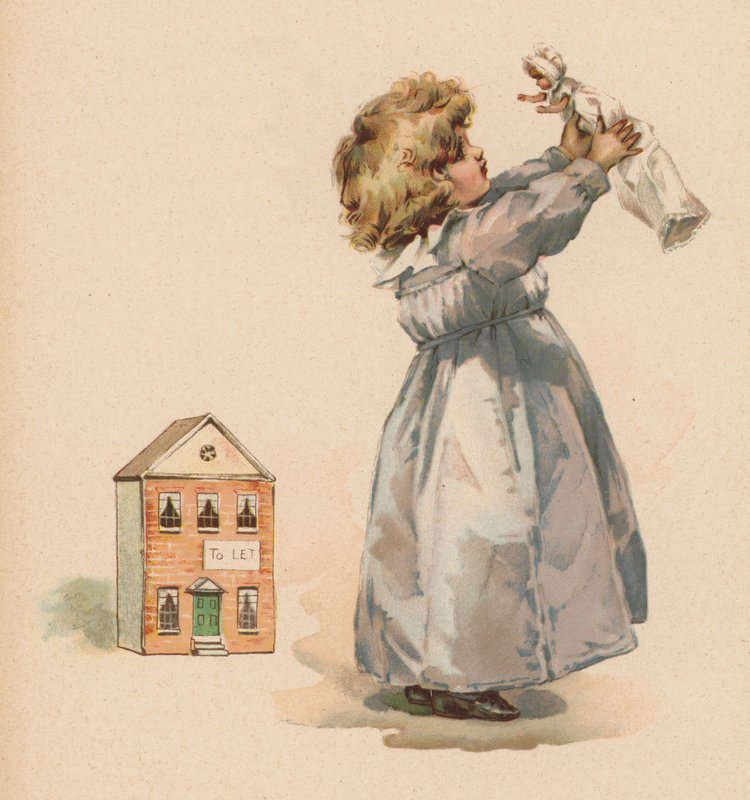 Dziewczyna z lalką (chromolitho) autorstwa English School