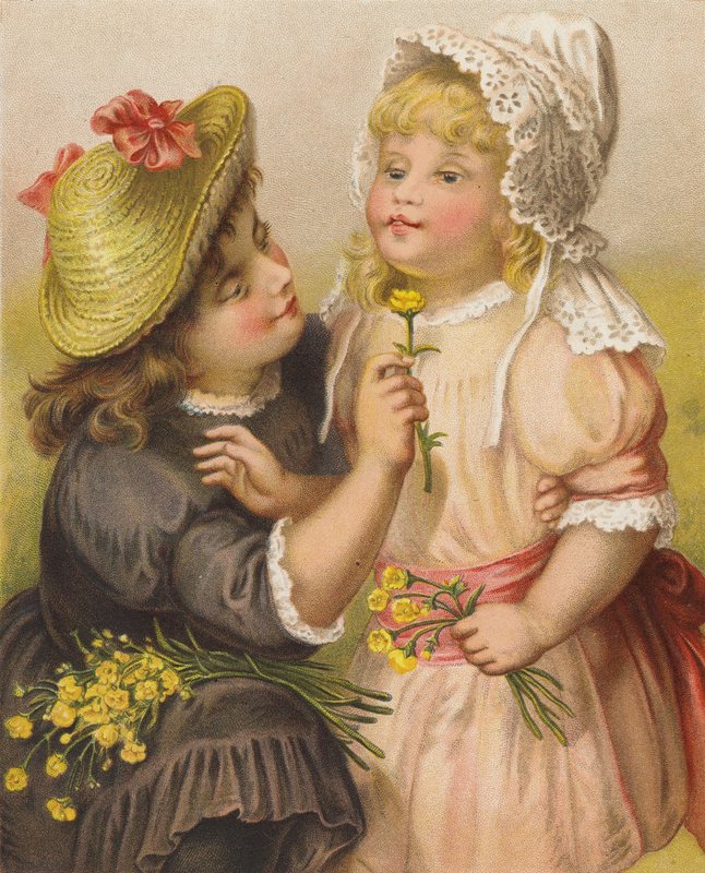 Dziewczyny z jaskrami (chromolitho) autorstwa English School