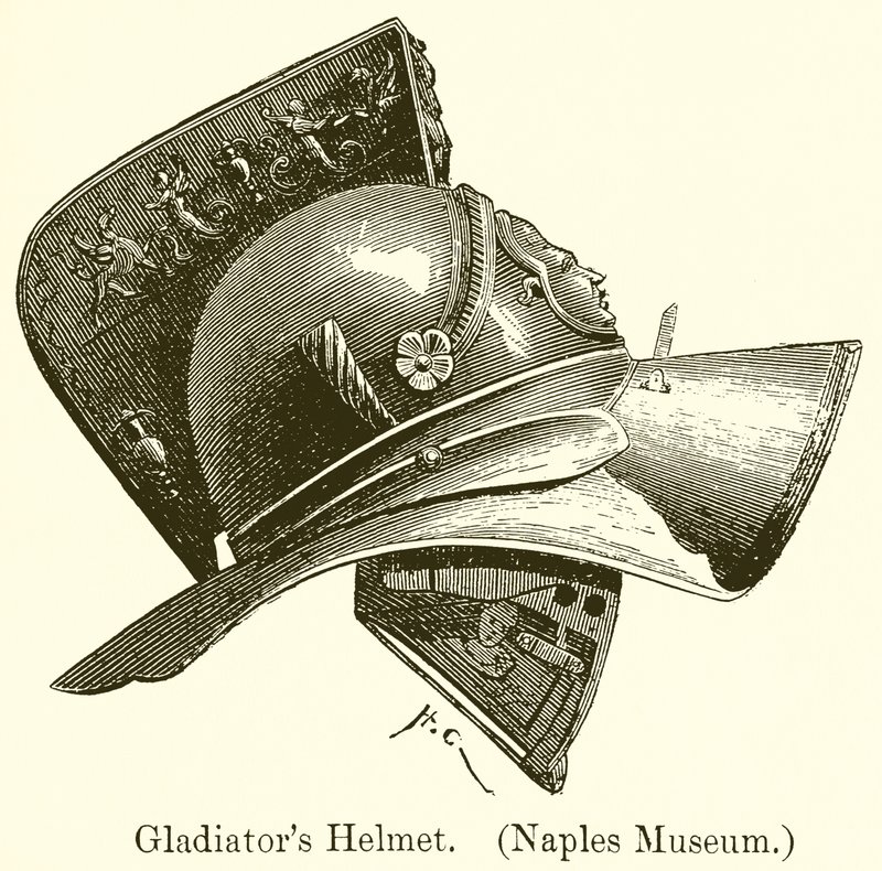 Hełm gladiatorów. (Muzeum w Neapolu) autorstwa English School
