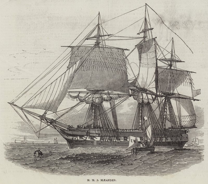 HMS Maeander (grawerowanie) autorstwa English School