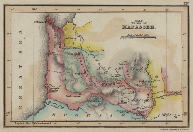Half Tribe of Manasseh (kolorowy grawerunek) autorstwa English School