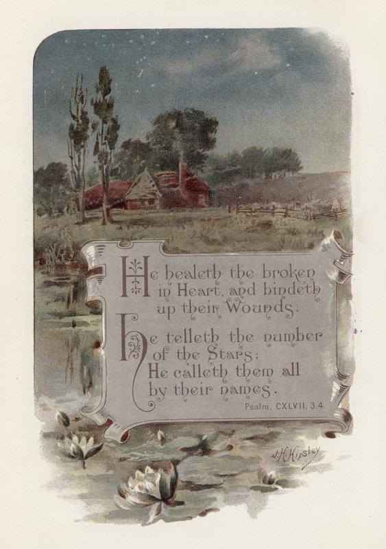 Uzdrawia złamanych na duchu (chromolitho) autorstwa English School