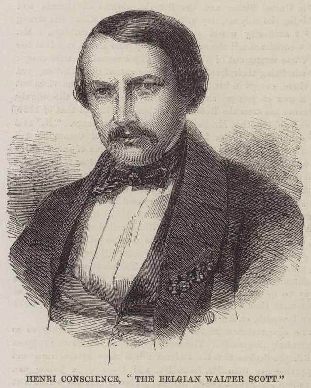 Henri Conscience, „Belg Walter Scott” (grafika) autorstwa English School