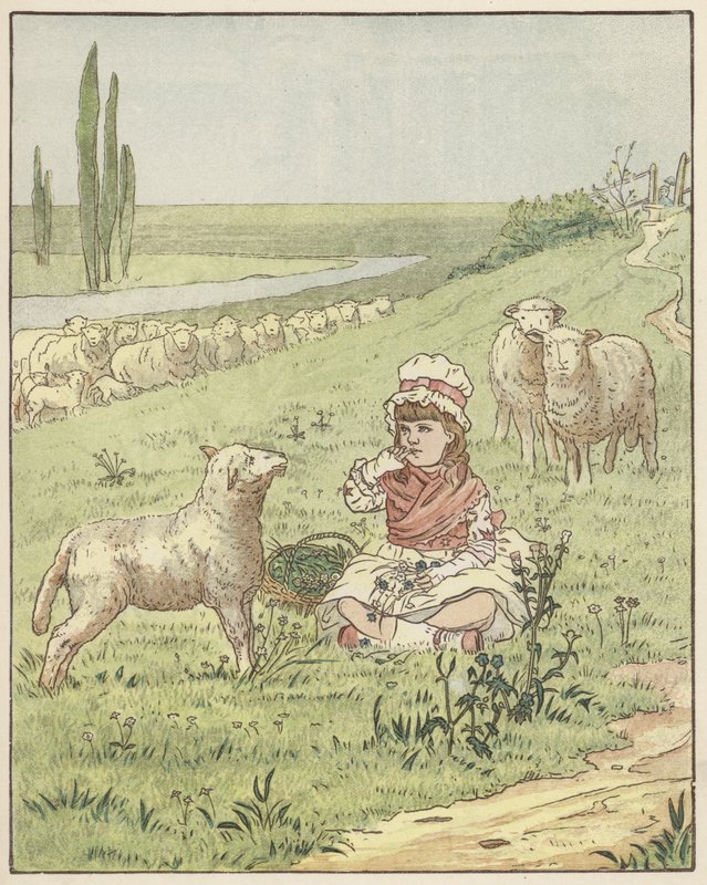 Na łąkach (kolorowa litografia) autorstwa English School