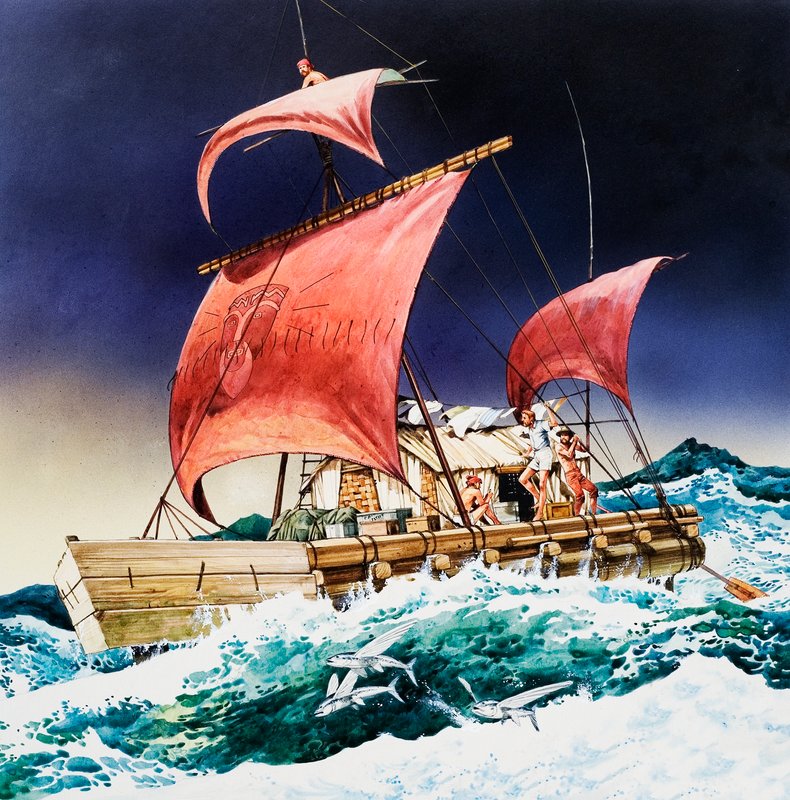 Kon-Tiki w swojej epickiej podróży autorstwa English School