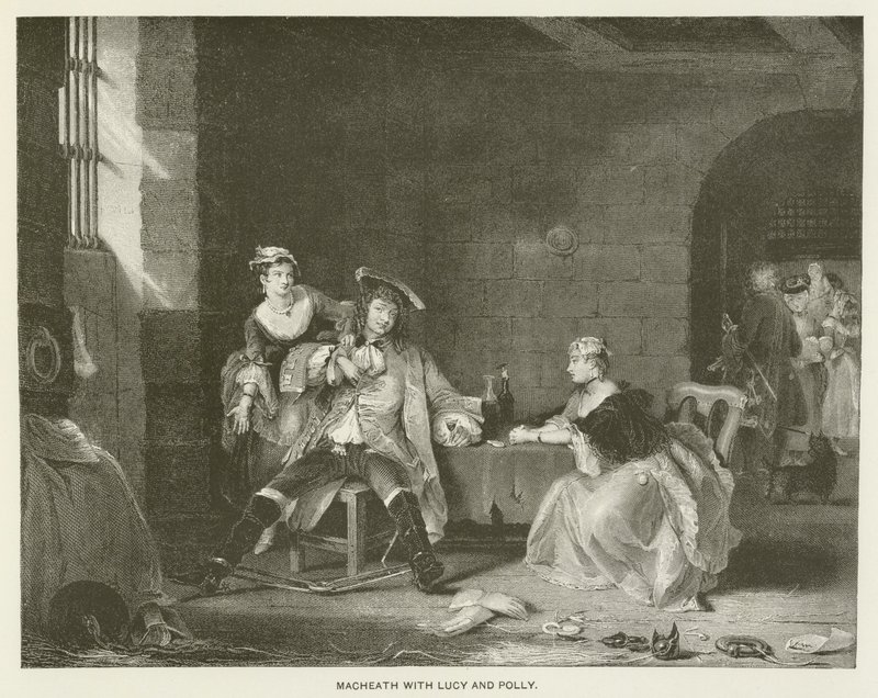 Macheath z Lucy i Polly (rycina) autorstwa English School