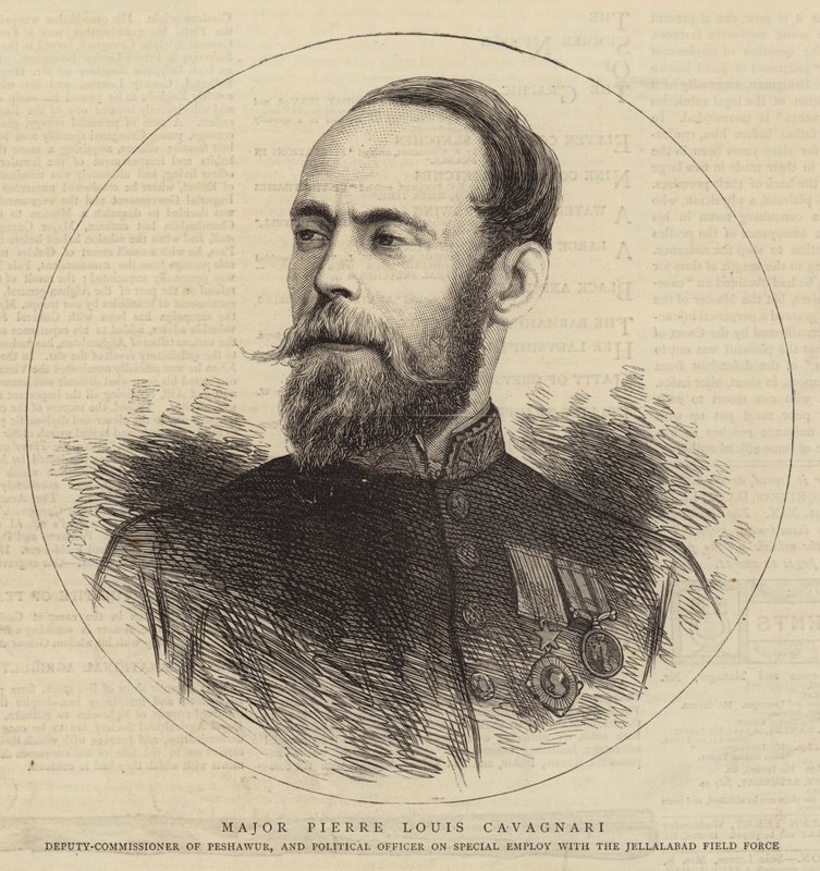 Major Pierre Louis Cavagnari (grafika) autorstwa English School