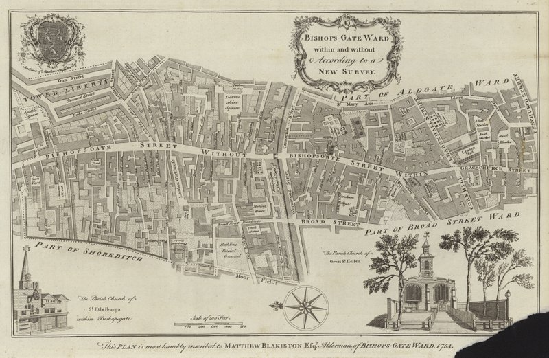 Mapa Bishopsgate Ward, Londyn autorstwa English School