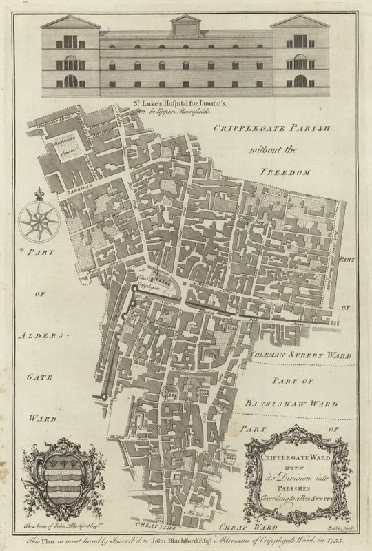Mapa oddziału Cripplegate w Londynie autorstwa English School