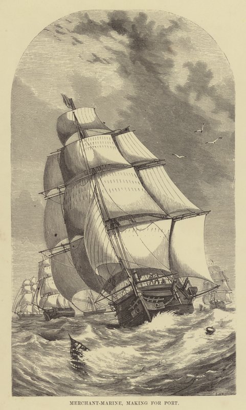 Kupiec-Marine, robi do portu (rycina) autorstwa English School