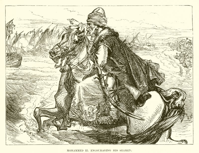 Mohammed II zachęca swoich ludzi morskich autorstwa English School