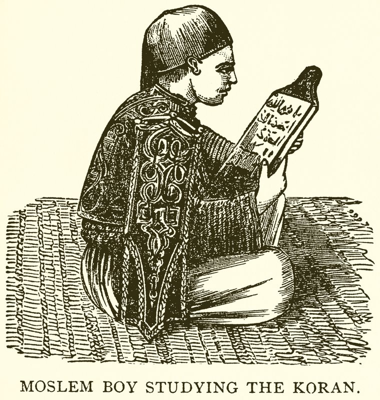 Muzułmański chłopiec studiujący Koran autorstwa English School