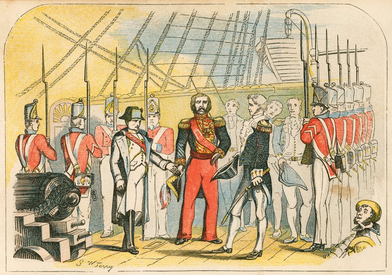 Napoleon poddający się Anglikom autorstwa English School