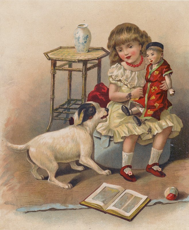 Niegrzeczny piesek (chromolitho) autorstwa English School
