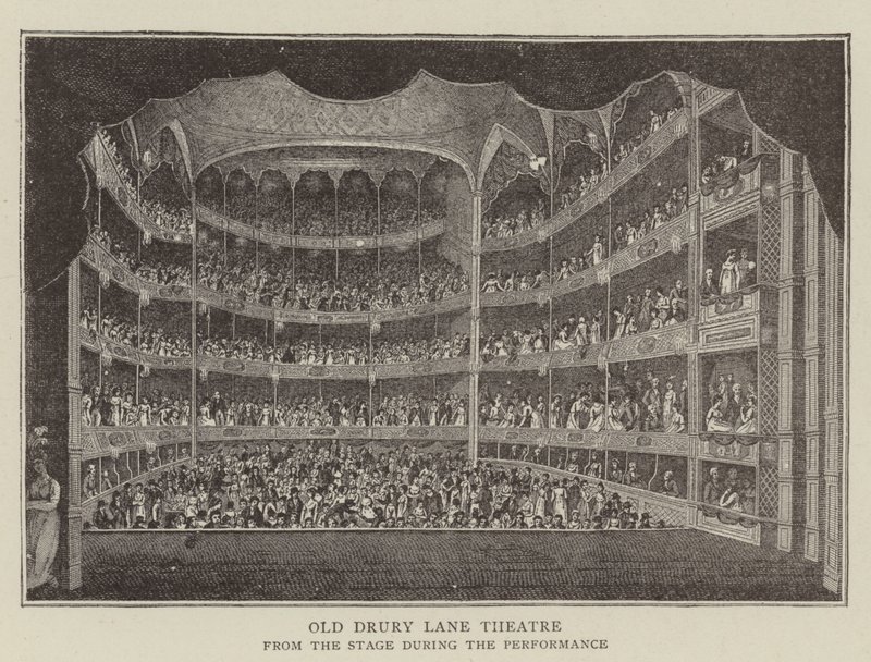Teatr Old Drury Lane (grawerowanie) autorstwa English School