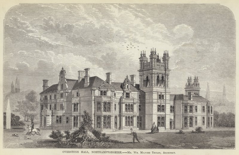 Overstone Hall, Northamptonshire (grawerowanie) autorstwa English School