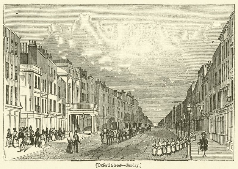 Oxford Street, niedziela (grawerowanie) autorstwa English School
