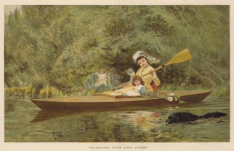 Wiosłowanie własnym kajakiem (chromolitho) autorstwa English School