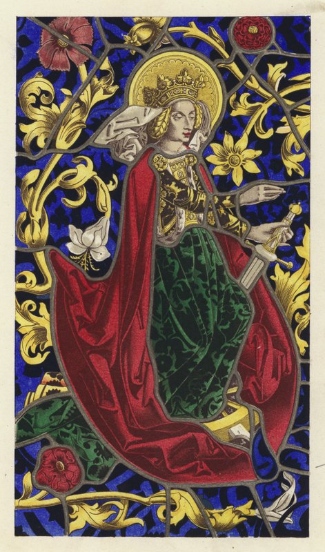 Panel z malowanego szkła (chromolitho) autorstwa English School