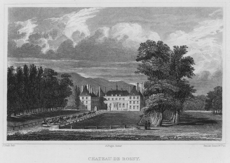 Paryż, Chateau De Rosny (grafika) autorstwa English School
