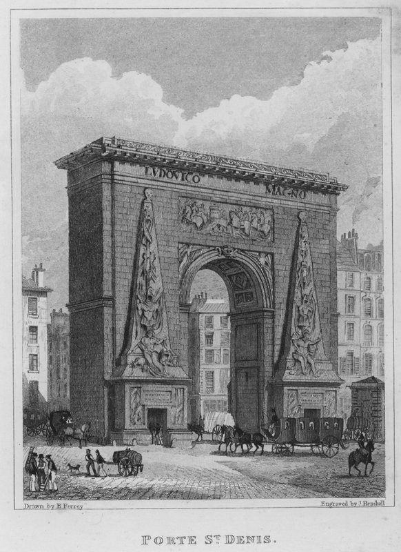 Paryż, Porte St Denis (grafika) autorstwa English School